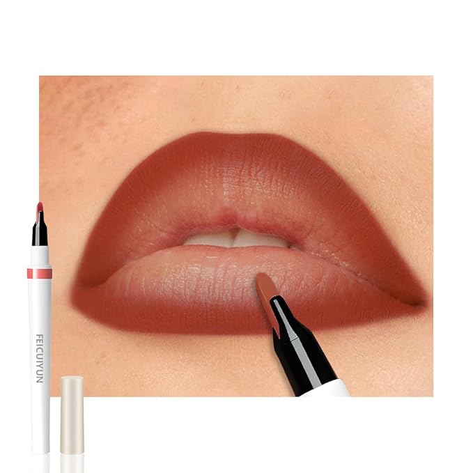 FeiCuiYun Matte Calligraphy Liquid Lip Liner Lipstick Pencil, Fire Brick Long-Lasting Transfer-Proof Lip Stain, Lightweight Lipstick, Sheer Buildable Color, Fades to a Natural Wash of Colors