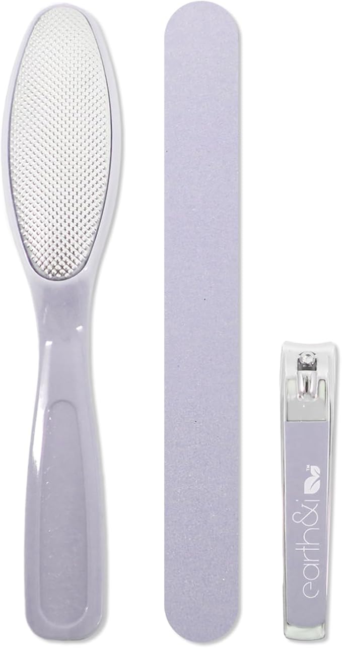 Earth & I - Pink 3-Piece Pedicure Kit: Luxury At-Home Spa Foot Care Set