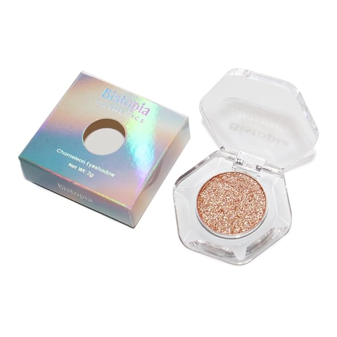 Bistopia Holographic Glitter Single Eyeshadow, Pearlescent Shimmer Metallic Cream Powder Eye Makeup, Blendable Long Lasting Waterproof, Multi-Use Face Highlighter, 2g(Stardust)