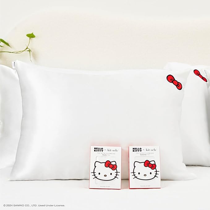 Kitsch x Hello Kitty Satin Pillowcase - Size 19x26, Ivory