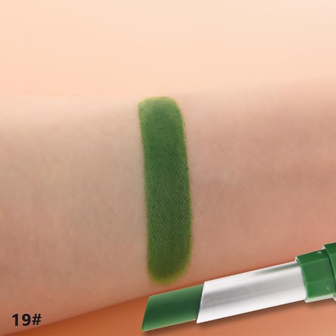 IATMOMOD Forest Green Cream Matte Lipstick Stick 19#, Longwear Full Coverage Velvet Lip Color, Waterproof Multi-Use Lip & Cheek Makeup for Party & Daily Wear, Labial con color mate para uso diario