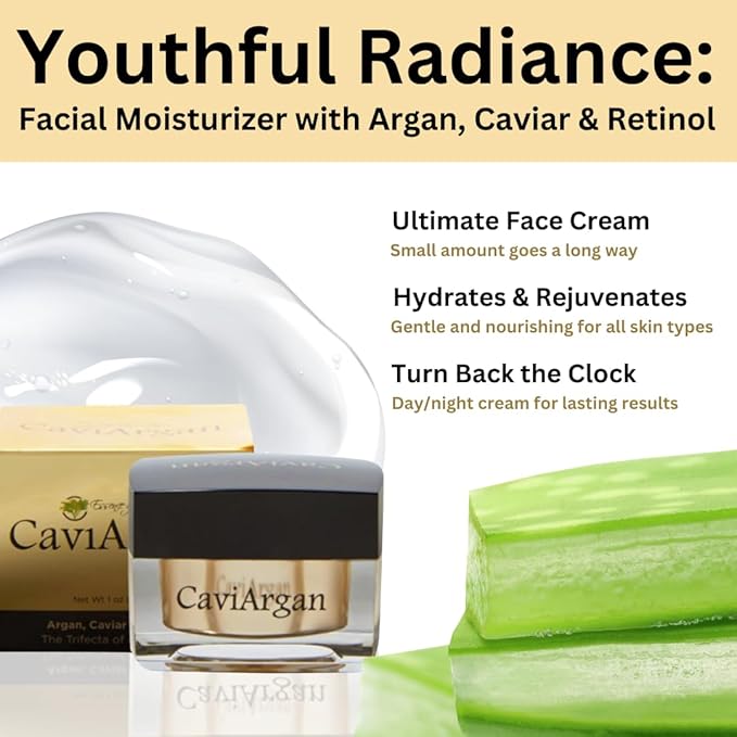 Essence of Argan Caviargan Anti-Aging Face Cream with Argan Oil, Matrixyl & Botanicals - Hydrating Moisturizer Wrinkle Cream for Reducing Fine Lines and Dullness - 1 Fl Oz