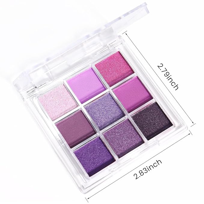 Matte Shimmer Deep Dark Light Purple Smoke 9Colors Eyeshadow Makeup Palette,Natural Neutral Powde Eye Shadow Palette for Older Women,Long Lasting Lightweight Lasting Naturing-Lookin Eye Makeup,Vegan