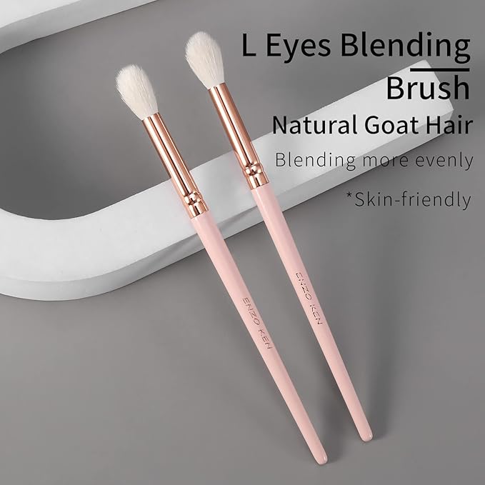 ENZO KEN Natural Goat Hair Eyeshadow Brush, Large Blending Eye Shadow Brush, Eye Shadow Blending Brushes, Small Nose Contour Brush, Single Natural Hair Makeup Brush, Smudge Brushes