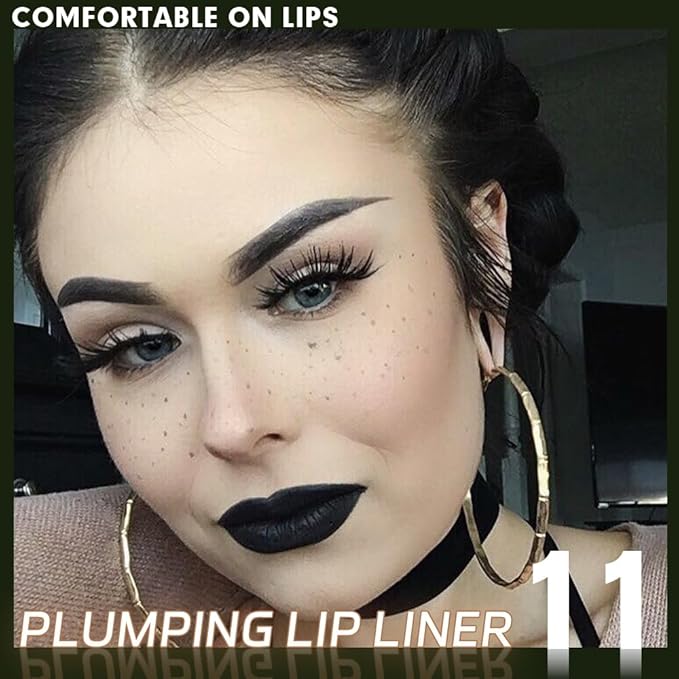 FeiCuiYun Matte Crayon Lip Liner Pencil, Deep Green Lip Liners Lipstick For Women Halloween Birthday Party Wear, Plump Creamy Formula With Silicone Smudger for Define Contours & Sculpting Lip