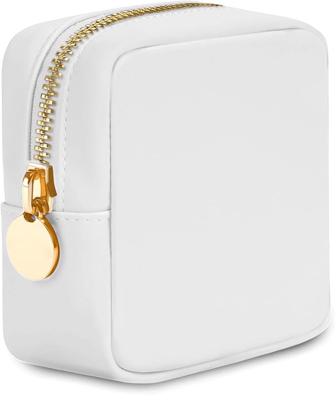 DANCOUR Small Cosmetic Case, White, for Purse Organization, Travel, Mini Makeup Bag