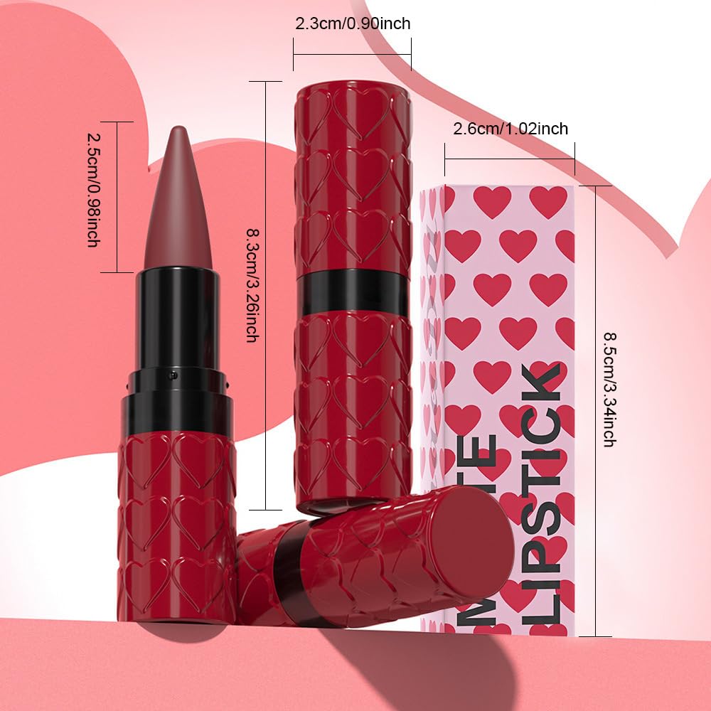 Plum Red Gradient Matte Lipstick Crayon Lip Liner pencil,Crayon Form and Cone Tip 2-in-1 Lip Liner and Lipstick Lip Combo Set Achieve Flawless Contour Gradual Ombre Effect lip Pencil for Old Women