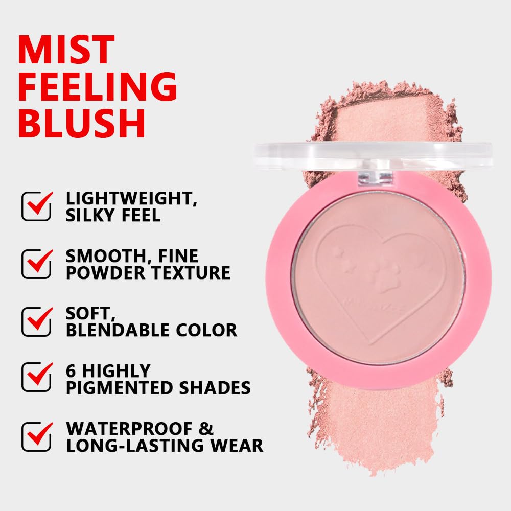 HHLTOH Matte Blush Powder for Cheeks, Cruelty Free Makeup – Long Lasting Natural Face Blusher Makeup, Lightweight Blendable Cheek Color Palette for Women All Skin Tones - #01 Soft Pink