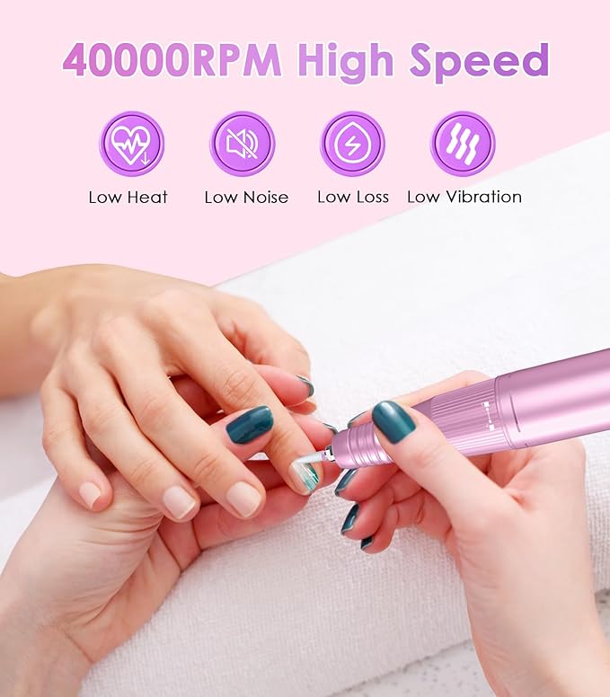 Portable Nail Drill Electric File: Professional File Machine 40000RPM