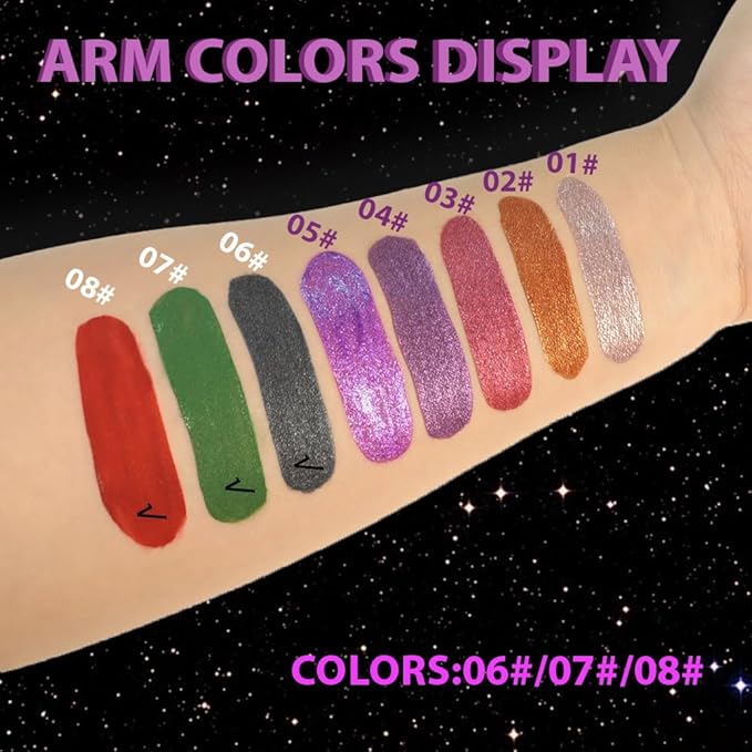 CAKAILA Gray Black Green Red Metallic Lipstick for Women,Glitter Sparkling Liquid Lipstick,Long Lasting Waterproof Lightweight Non-Drying Bold Dark Lip Gloss for Gothic Stage Makeup,Vegan