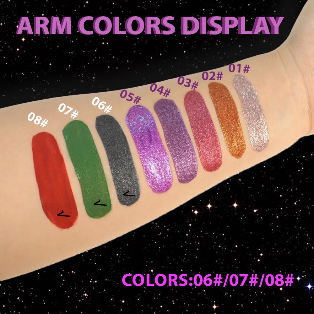 CAKAILA Gray Black Green Red Metallic Lipstick for Women,Glitter Sparkling Liquid Lipstick,Long Lasting Waterproof Lightweight Non-Drying Bold Dark Lip Gloss for Gothic Stage Makeup,Vegan