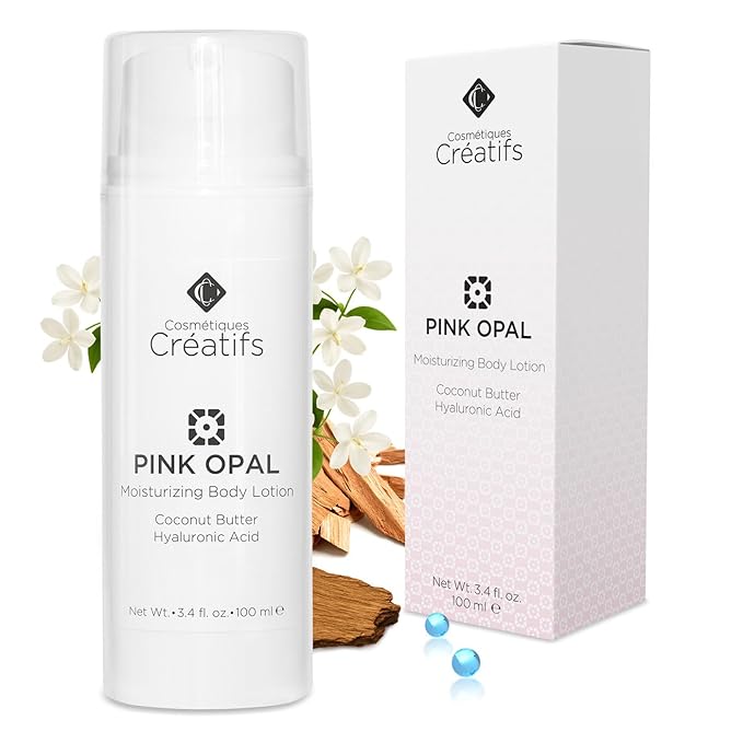 Cosmétiques Créatifs Pink Opal Moisturizing Body Lotion with Coconut Butter and Hyaluronic Acid, 3.4 fl. oz.