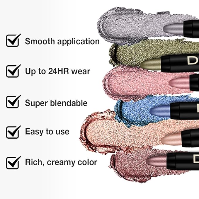 Sapphire Blue Shimmer Cream Eye Shadow Stick Makeup for Women, Blue Shimmer Eyeliner Pencil Eyeshadow Brightener Stick for Eyes, Waterproof Eyeshadow Applicator Blendable sombras para ojos 64