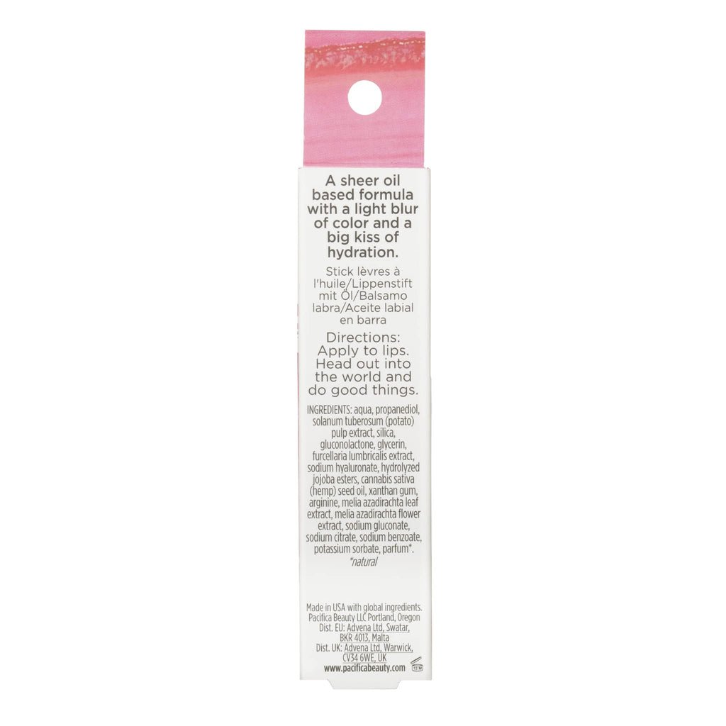 Pacifica Glow Stick Lip Oil Rosy Glow Sheer Rose Hydrating Lip Tint Balm, Moisturizing Glossy Oil for Dry Lips, Vitamin E Enriched, Non-Sticky Natural Shine, Vegan & Cruelty-Free Clean Beauty.14 oz