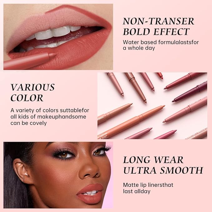 K05 Hxssll 12 Colors Matte Lip Liner Pencil – Long Lasting Waterproof Lip Liner, Smudge Proof Transfer Proof Lip Pencil, High Pigment Lip Makeup for Defining & Filling Lips (05#, 1PCS)