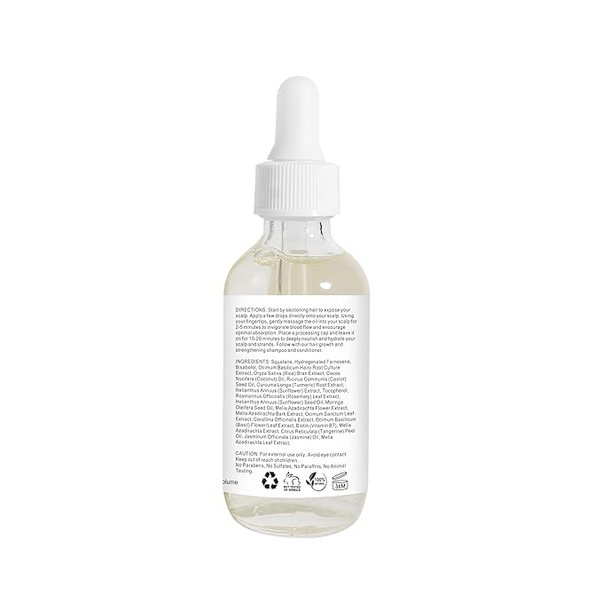 Pre‑Wash Scalp Oil for Dry, Itchy Scalp & Hair Growth | Rosemary, Biotin, Castor Oil | Hydrates, Reduces Flakes & Strengthens Roots | Fragrance‑Free, Lightweight Formula – 2 fl oz