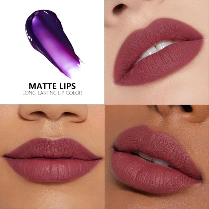 IATMOMOD Matte Liquid Lip Stain Peel Off Lip liner Tattoo with Tweezer, Maroon Red Liquid Lipstick Lipstain Long Lasting Waterproof for Women, Highly Pigmented Not Faded Smudge-proof Easy to Apply, 01