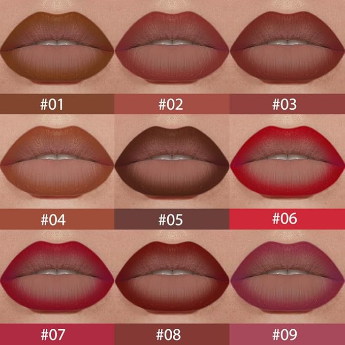 evpct Ruby Red Gradient Matte Lipstick Lip Liner Crayon Combo Pencil Set for Women Long Lasting Waterproof, Sexy Red Matte Cream Lip Liner and Lipstick Combo Makeup Flawless Gradual Ombre Effect, A06