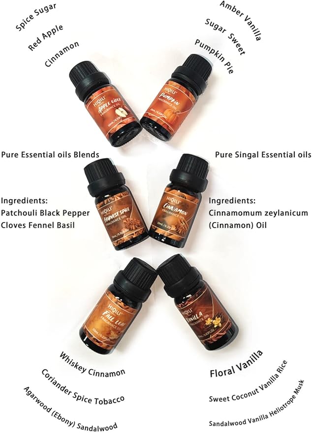 HIQILI Spice Fragrance Oil Trial Set, Scented Oil for DIY Candle & Soap