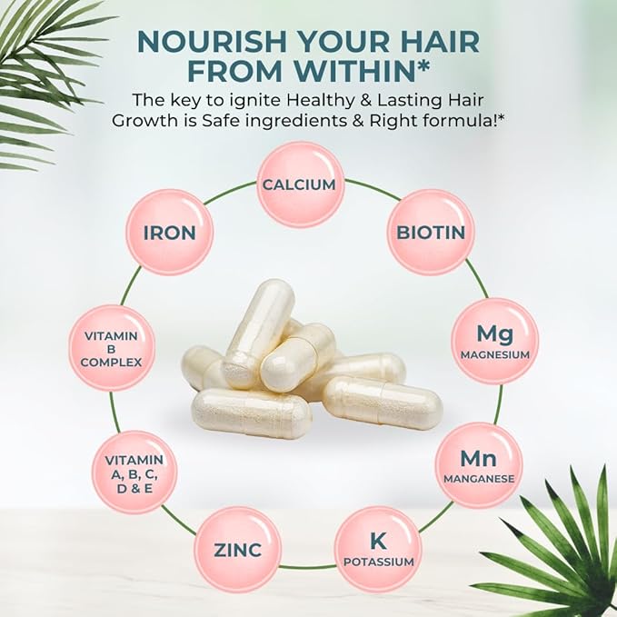 VITAL NUTRITIVE Biotin Hair Growth Vitamins - Hair, Skin & Nails Supplement