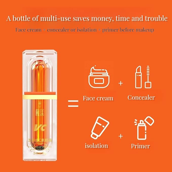 New Irven Five Vitamin C Tone-Up Cream, Brightening Face Moisturizing Makeup Cream Deep Hydration Toning Light Cream Conceal Pores,Tone Correcting BB Cream Tone-Up Lazy Concealer Face Cream