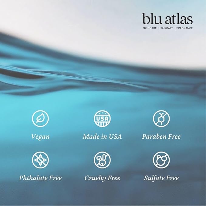 Blu Atlas Natural Shampoo for Men — Sulfate-Free for All Hair Types, 15 Ingredients, No Filler, Helps with Dandruff and Dry Scalp — Classic Scent, 32 oz