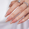 BTArtbox Press On Nails, Gilded French, Long Coffin, Gold Foil, 32Ct