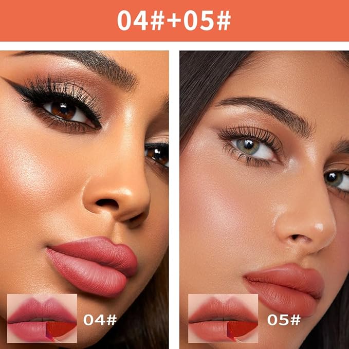 KXmzeG Matte Lip Liner Peel Off Lip Stain, Long Lasting Peel Off Lip Liner Stain, Peel-off Lip Gloss For All Skin Types, Transfer-proof Highly Pigmented Color Waterproof, (04#+05#, Pack of 2)