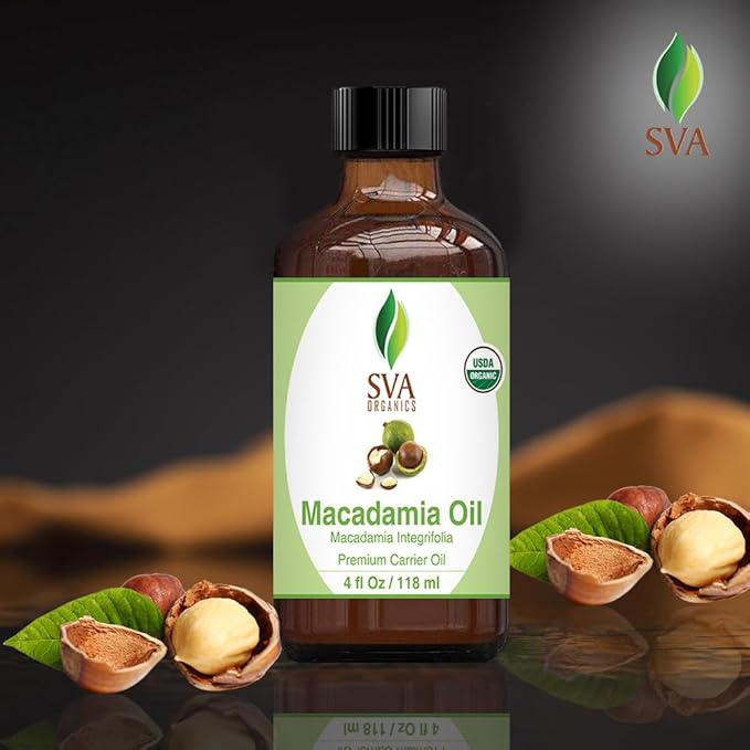 SVA Organic Macadamia Seed Carrier Oil with Dropper, 4 Fl Oz (118 ml)