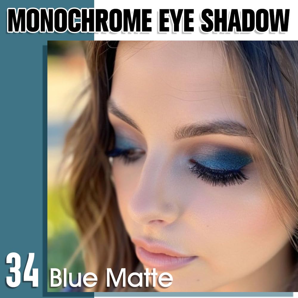 HHLTOH Dark Blue Single Matte Eyeshadow Makeup, Neutral Powde Eye Shadow for Women, Dark Blue Matte Singles Eyeshadow Palette Pigmented Waterproof, sombras para ojos, Girls Christmas Eyeshadows Gifts