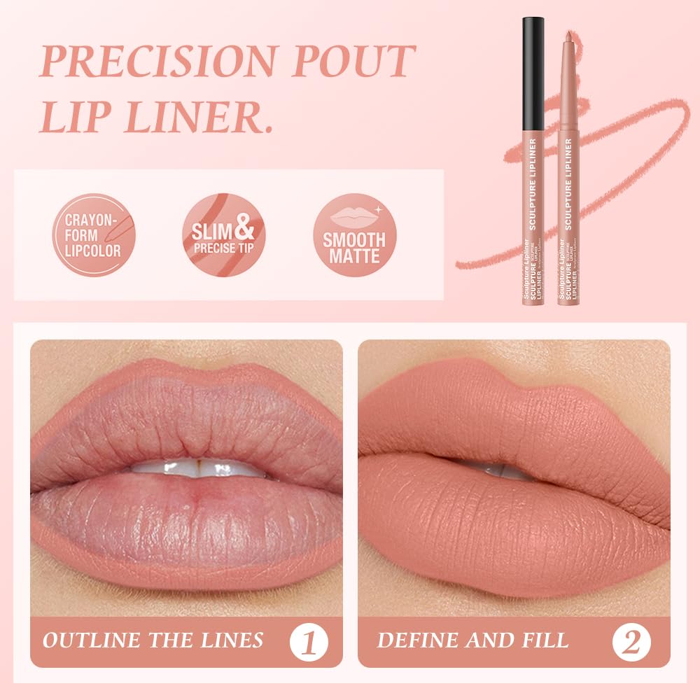 Hxssll 12 Colors Matte Lip Liner Pencil – Long Lasting Waterproof Lip Liner, Smudge Proof Transfer Proof Lip Pencil, High Pigment Lip Makeup for Defining & Filling Lips (09#, 1PCS)