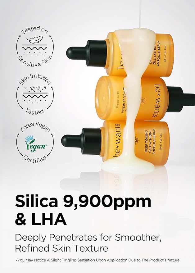 bewants Skin Brightening Glutathione Serum, Deep Toning Complex for Even Skin Tone, with Vitamin C, Niacinamide 50,000ppm, and Dark Spot care, 1.01 fl oz (1 Pack)