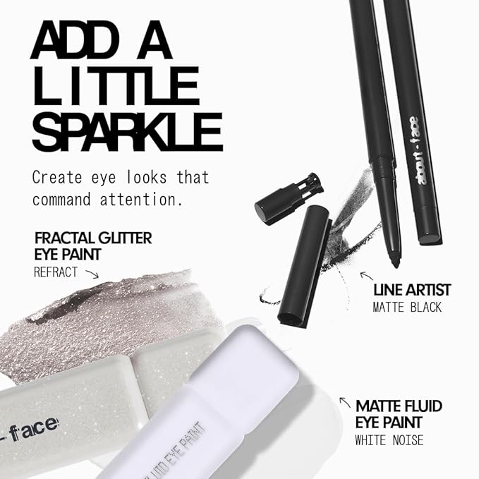 aboutface Fractal Glitter Eye Paint | Soft Silver | 0.13oz