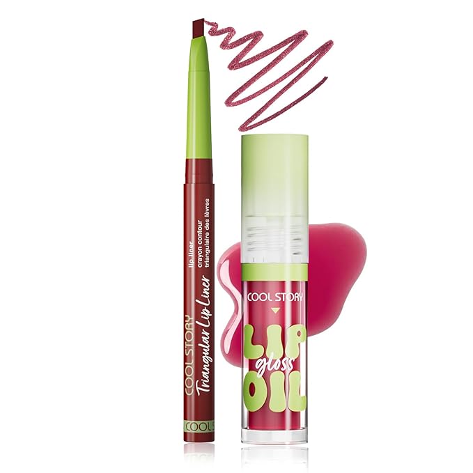 KIMIEYE Nourishing Lip Gloss with Matte Finish Lip Liner Combo Set, Clear Nude Pink Brown Long Lasting Hydrating Lip Glow Oil, High Pigmented Lightweight Lipstick Makeup for Women, #6 PINK