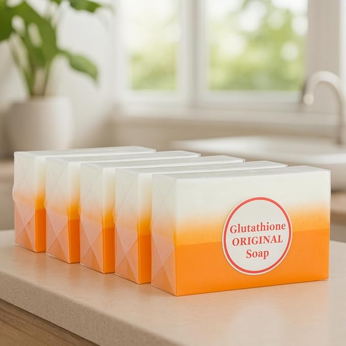Relumins Glutathione + Kojic Acid Soap Bars Whitening and Darkspot Corrector - Deep Cleansing & Hydrating Soap for Refreshed Skin Perfect - Gentle Exfoliating Formula - 135g x 5 Bars