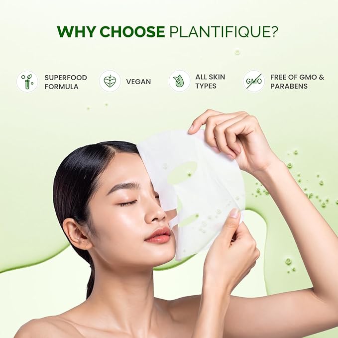 PLANTIFIQUE Korean Sheet Face Masks Skincare, 5 Pack - Calming & Soothing