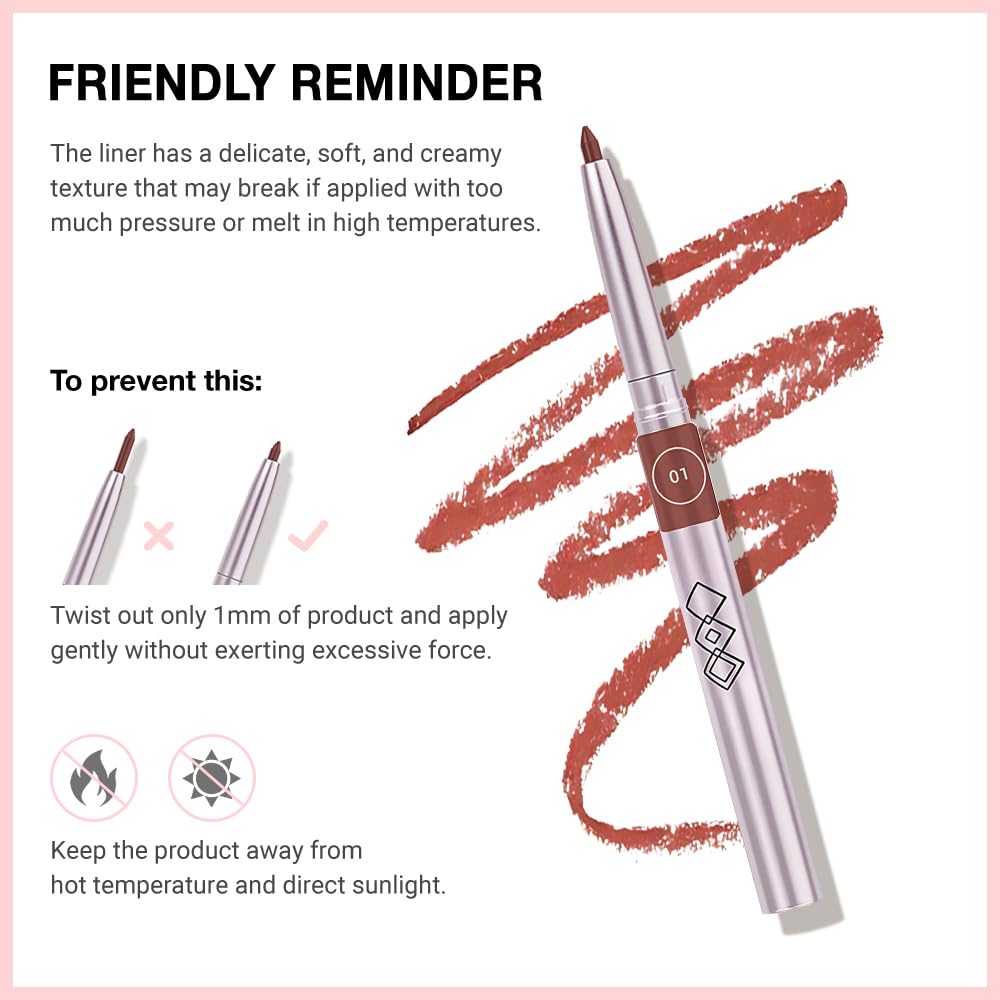 FeiCuiYun Retractable Lipliner Pencil Waterproof Makeup for Lip Liner and Eye Liner, Smooth and Creamy, Long Lasting Matte Finish, Vegan Beauty, Matte Velvet Pigmented Lip Liner, (01#Cream Orange, 1)
