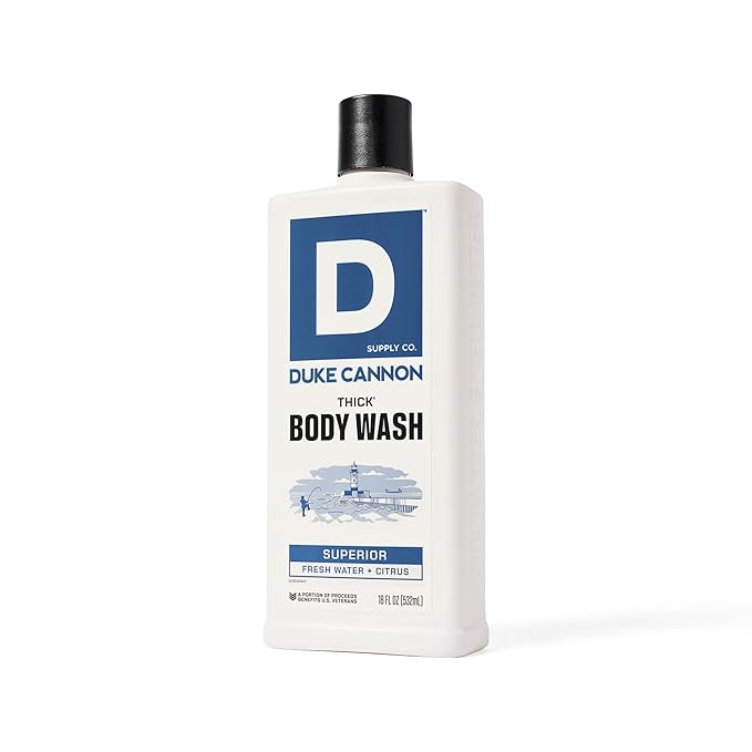 Duke Cannon Supply Co. Thick High Viscosity Body Wash – 3X Thicker, Cleansing Shower and Bath Gel, Mineral-Enriched for Men – Men’s Body Scrub – Superior