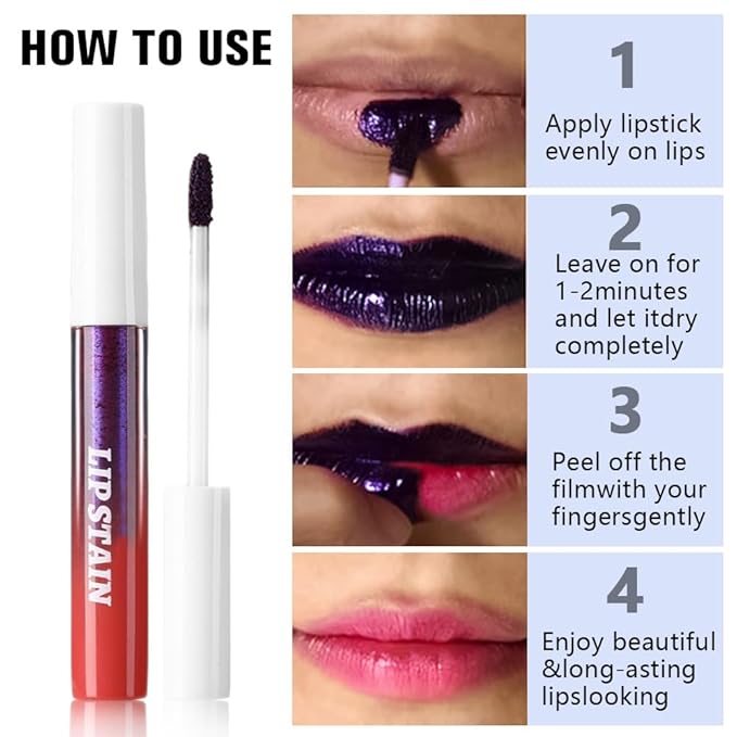 FAFAMOON Neutral Brown Peel Off Lip Stain Tints, Liquid Lipstick Lip Stain Long Lasting Waterproof for Women, Non-stick Cup Lipstick Peel Off Highly Pigmented Not Faded Smudge-proof Easy to Apply, 04#