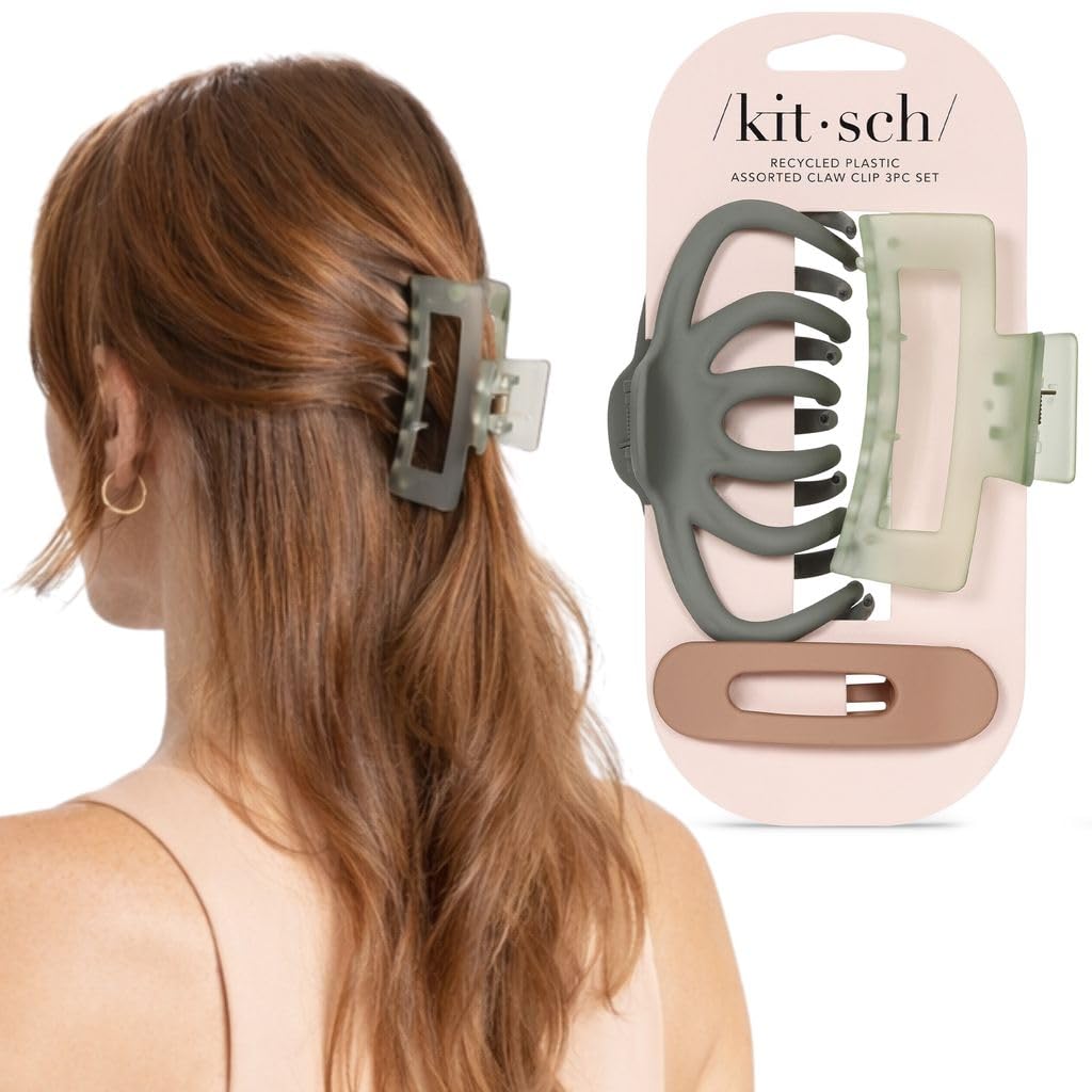 Kitsch Assorted Hair Clips for Women - For All Hair Types, 3pcs