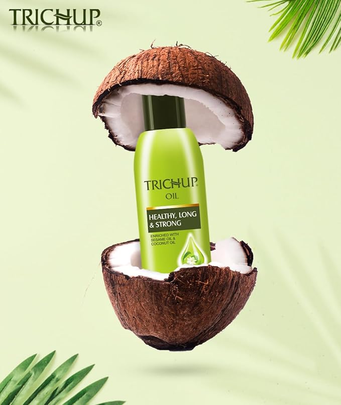 TRICHUP Ayurvedic Herbal Hair Oil for Thinning & Damaged Hair | Neem, Aloe Vera, Coconut & Sesame | Scalp Nourishing Oil for Hair Breakage Control & Stronger Hair | 3.38 fl oz (Pack of 2)