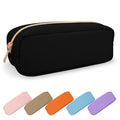 UIXIZQ Waterproof Small Pencil Case Makeup Bag for Purse,Cute Pencil Pouch Preppy Nylon Makeup Brush Holder with Zipper,Girls Portable Storage Case Small Pen Bag for Office(Slim-Black)