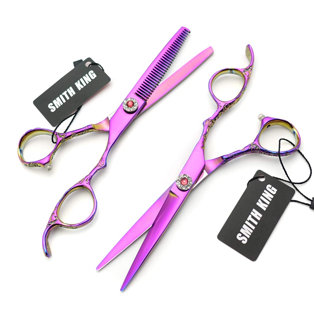 Professional Hair Cutting Scissors Set with Razor Comb Case,Hair cutting shears Hair Thinning shears with rose handle (5.5 inches)
