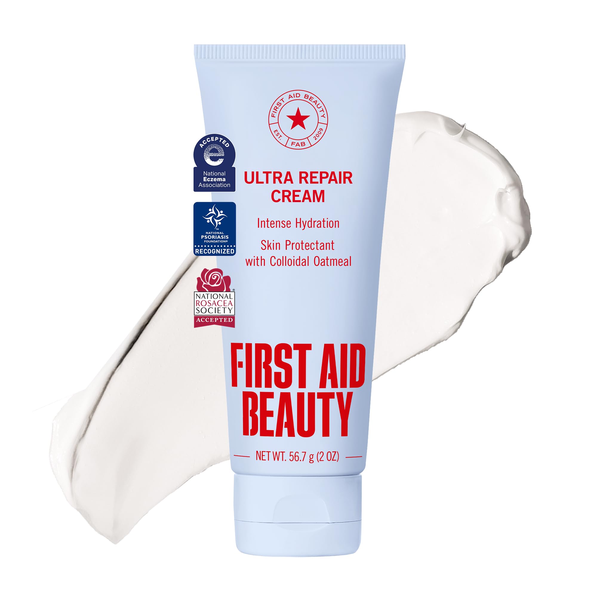 First Aid Beauty Ultra Repair Cream, Intense Hydration - Clinically Tested Face & Body Moisturizer with Colloidal Oatmeal - Supports Eczema & Dry Skin Barrier Repair - Fragrance Free - 2 oz