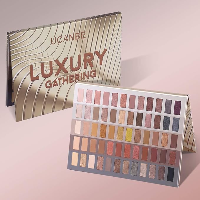 UCANBE 60 Colors Neutral Eyeshadow Palette, Warm Nudes Makeup Pallet, Natural Matte Glitter Shimmer Smokey Eye Shadows Halloween Cosmetic Gift Kit