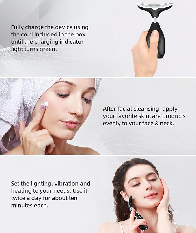 BILIXUN 7 in 1 Face Massager Tool with Red Light Therapy