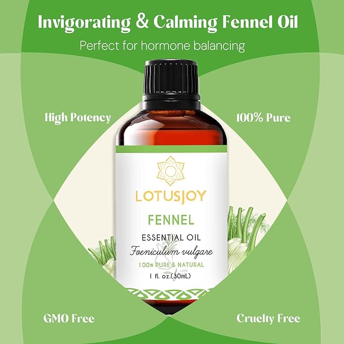 LOTUSJOY Fennel Essential Oil, 100% Pure, 1 Oz