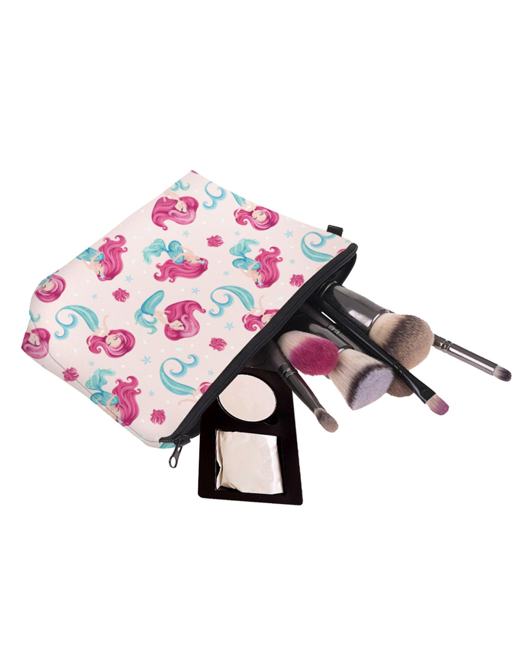 Aiphamy Cute Travel Makeup Bag Cosmetic Bag Small Pouch Gift for Women (Pink Mermaid)