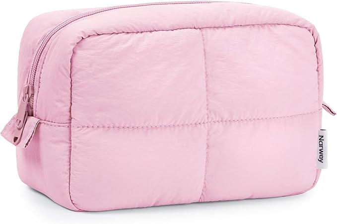 Narwey Puffy Makeup Bag Travel Toiletry Bag, Cute Cosmetic Bag for Women