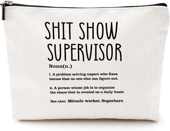 CQM Supervisor Gifts for Women Sarcastic Makeup Bag Thank You Gifts Cosmetic Bag Funny Zipper Pouch Boss Farewell Appreciation Gifts for Coworkers Mentor Manager Leader Christmas Birthday Gifts